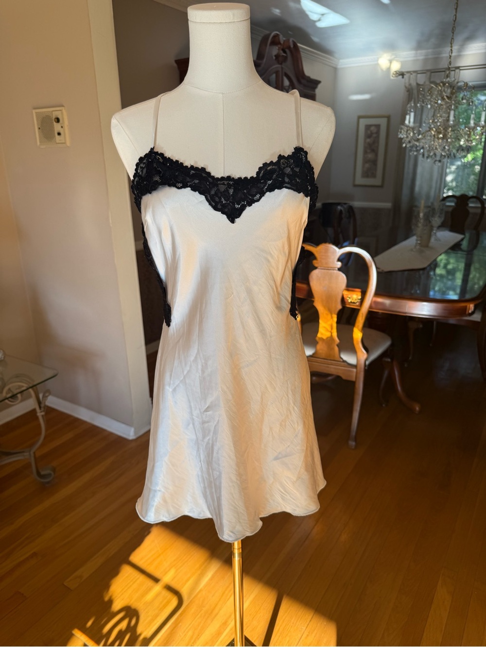 Verge Girl White Slip dress with Black Lace Trim